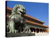 Male Bronze Lion, Gate of Supreme Harmony, Outer Court, Forbidden City, Beijing, China, Asia-Neale Clark-Stretched Canvas