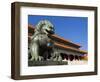 Male Bronze Lion, Gate of Supreme Harmony, Outer Court, Forbidden City, Beijing, China, Asia-Neale Clark-Framed Photographic Print