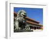 Male Bronze Lion, Gate of Supreme Harmony, Outer Court, Forbidden City, Beijing, China, Asia-Neale Clark-Framed Photographic Print