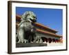 Male Bronze Lion, Gate of Supreme Harmony, Outer Court, Forbidden City, Beijing, China, Asia-Neale Clark-Framed Photographic Print