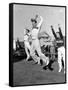 Male Cheerleaders in Action at Wisconsin-Marquette Football Game-Alfred Eisenstaedt-Framed Stretched Canvas