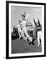 Male Cheerleaders in Action at Wisconsin-Marquette Football Game-Alfred Eisenstaedt-Framed Photographic Print