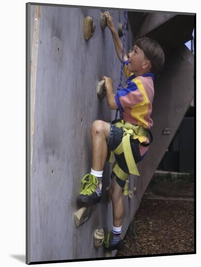 Male Child Wall Climbing Indoors-null-Mounted Photographic Print