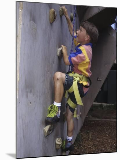 Male Child Wall Climbing Indoors-null-Mounted Photographic Print