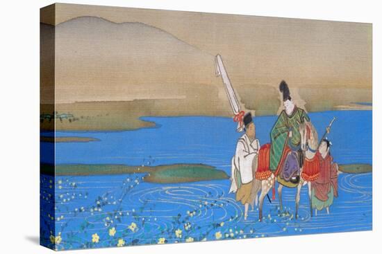Male courtier on horseback crossing river, c.1839-Sakai Oho-Stretched Canvas