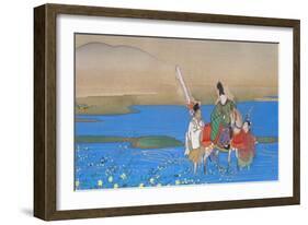 Male courtier on horseback crossing river, c.1839-Sakai Oho-Framed Giclee Print