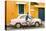 Male Cyclist and Ambassador Car, Pondicherry (Puducherry), Tamil Nadu, India-Peter Adams-Stretched Canvas