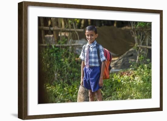 Male Elementary School Student, Backwaters, Kerala, India-Ali Kabas-Framed Photographic Print