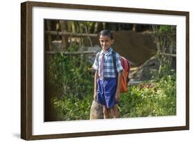 Male Elementary School Student, Backwaters, Kerala, India-Ali Kabas-Framed Photographic Print