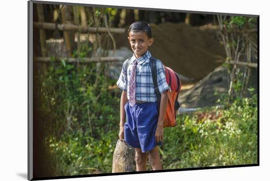 Male Elementary School Student, Backwaters, Kerala, India-Ali Kabas-Mounted Photographic Print