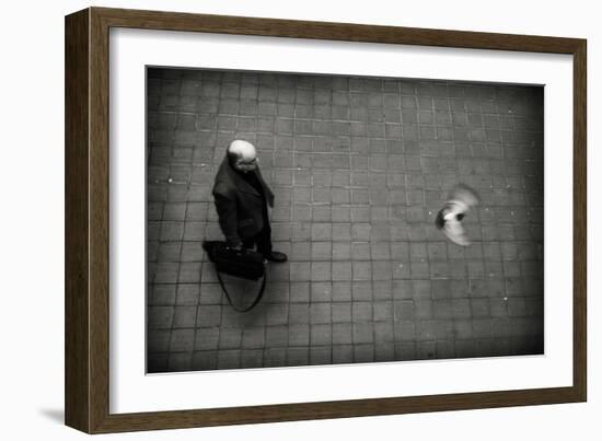 Male Figure and Pidgeon-Sharon Wish-Framed Photographic Print