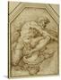 Male Figure, Born Aloft in Clouds by Putti-Parmigianino-Stretched Canvas