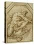 Male Figure, Born Aloft in Clouds by Putti-Parmigianino-Stretched Canvas