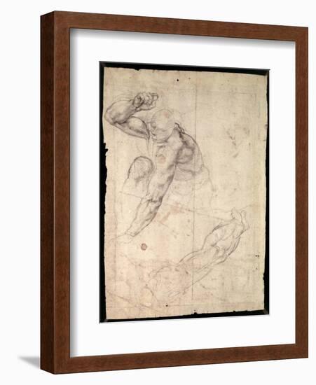 Male Figure Study-Michelangelo Buonarroti-Framed Giclee Print