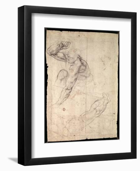 Male Figure Study-Michelangelo Buonarroti-Framed Giclee Print