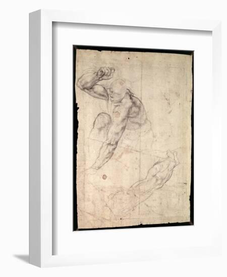 Male Figure Study-Michelangelo Buonarroti-Framed Giclee Print