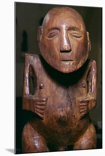 Male figure (ti'i) made of thespesia wood from the Society Islands in Tahiti, 19th Century-Unknown-Mounted Giclee Print