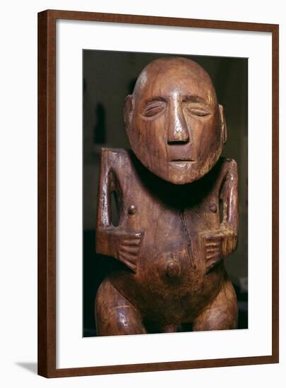 Male figure (ti'i) made of thespesia wood from the Society Islands in Tahiti, 19th Century-Unknown-Framed Giclee Print