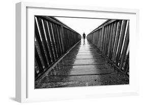 Male Figure Walking on Pier-Sharon Wish-Framed Photographic Print