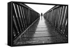 Male Figure Walking on Pier-Sharon Wish-Framed Stretched Canvas