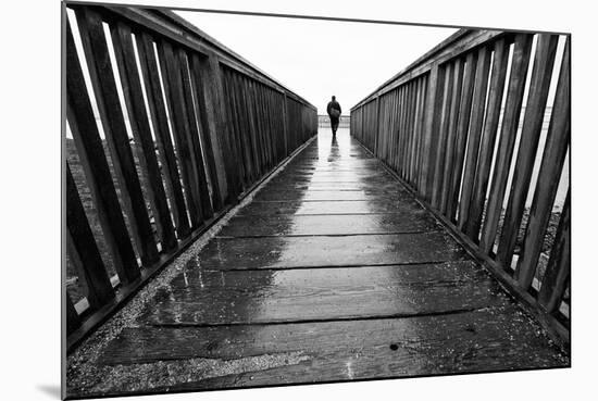 Male Figure Walking on Pier-Sharon Wish-Mounted Photographic Print