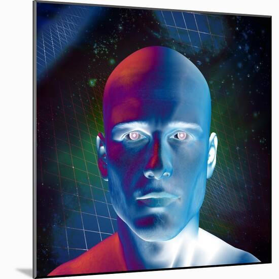 Male Figure With Space And Grid-rolffimages-Mounted Art Print