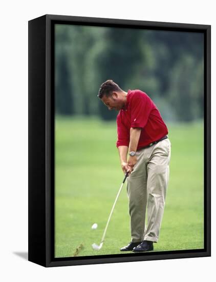 Male Golfer in Action-Chris Trotman-Framed Stretched Canvas