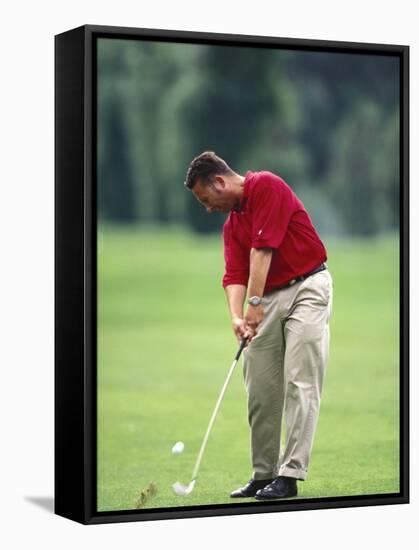 Male Golfer in Action-Chris Trotman-Framed Stretched Canvas