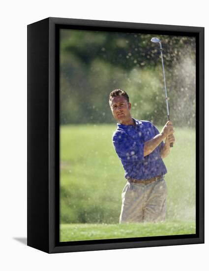 Male Golfer in Action-Chris Trotman-Framed Stretched Canvas