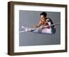 Male Gymnast Performing on the Horizontal Bar-null-Framed Photographic Print