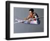 Male Gymnast Performing on the Horizontal Bar-null-Framed Photographic Print