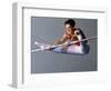 Male Gymnast Performing on the Horizontal Bar-null-Framed Photographic Print