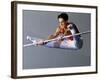 Male Gymnast Performing on the Horizontal Bar-null-Framed Photographic Print