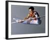 Male Gymnast Performing on the Horizontal Bar-null-Framed Photographic Print