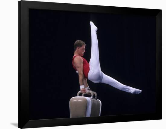 Male Gymnast Performing on the Pomell Horse-null-Framed Photographic Print