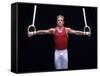 Male Gymnast Performing on the Rings-null-Framed Stretched Canvas