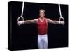 Male Gymnast Performing on the Rings-null-Stretched Canvas