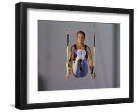 Male Gymnast Performing on the Rings-null-Framed Photographic Print