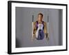 Male Gymnast Performing on the Rings-null-Framed Photographic Print