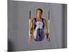 Male Gymnast Performing on the Rings-null-Mounted Photographic Print