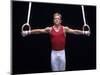 Male Gymnast Performing on the Rings-null-Mounted Photographic Print
