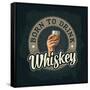 Male Hand Holding A Glass with Whiskey and Ice Cubes. Born to Drink Lettering. Vintage Color Vector-MoreVector-Framed Stretched Canvas