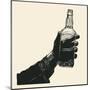 Male Hand Holding Bottle of Whiskey. Hand Drawn Design Element. Engraving Style. Vector Illustratio-jumpingsack-Mounted Art Print