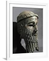 Male Head with Beard (Sargon), from Niniveh, Bronze or Copper, Akkadian-null-Framed Giclee Print