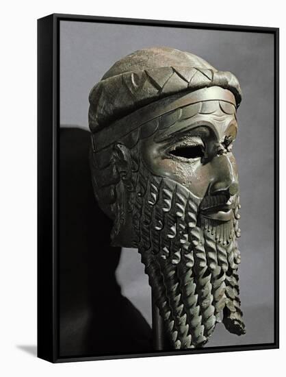 Male Head with Beard (Sargon), from Niniveh, Bronze or Copper, Akkadian-null-Framed Stretched Canvas