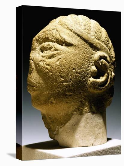 Male Head with Knot and Ribbon in His Hair as Per Fashion of Mesopotamia in 3rd Century BC-null-Stretched Canvas