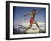 Male Jogger Leaping in a Field-null-Framed Photographic Print