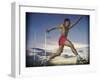 Male Jogger Leaping in a Field-null-Framed Photographic Print