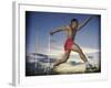 Male Jogger Leaping in a Field-null-Framed Photographic Print