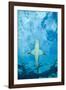 Male Lemon shark gliding just below the surface, Grand Bahama-David Fleetham-Framed Photographic Print